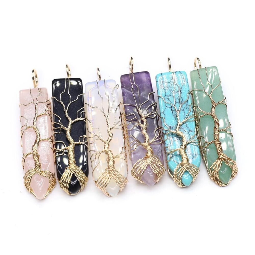 1133 4 Pcs Natural Stone Pendants Sword Shape Healing Crystal Stone Agate